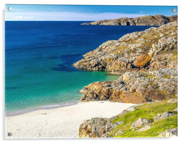 Achmelvich Assynt West Highland Scotland White Sand Beach Blue Spectrum Acrylic by OBT imaging