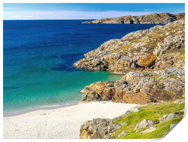 Achmelvich Assynt West Highland Scotland White Sand Beach Blue Spectrum Print by OBT imaging