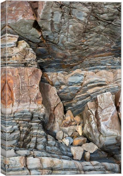 Rock Detail Northcott Mouth, Cornwall Canvas Print by Kevin Howchin