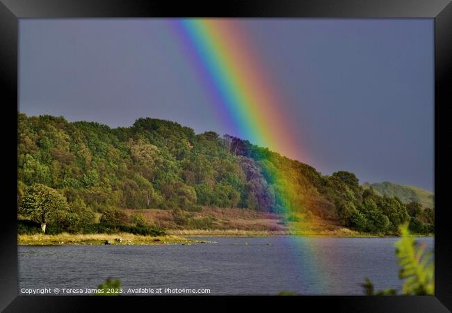 rainbow over lochdon Framed Print by Teresa James