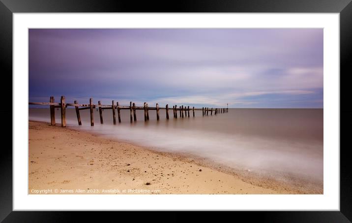 Old Sea Defences At Corton Beach   Framed Mounted Print by James Allen