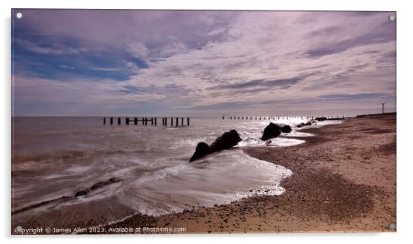 Corton Beach Lowestoft  Acrylic by James Allen