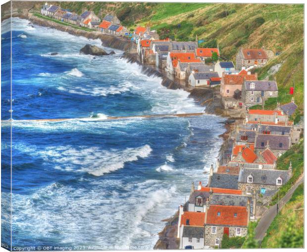 Crovie North East Scotland Fishing Village Cottages  Canvas Print by OBT imaging