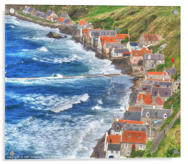 Crovie North East Scotland Fishing Village Cottages  Acrylic by OBT imaging