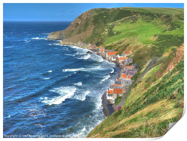 Crovie North East Scotland Historic Fishing Village Cottages Aberdeenshire  Print by OBT imaging