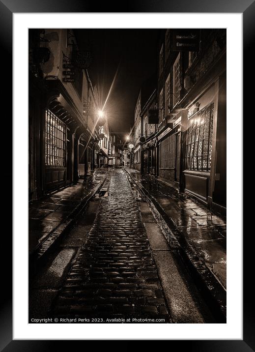 Rainy Nights in The Shambles Framed Mounted Print by Richard Perks