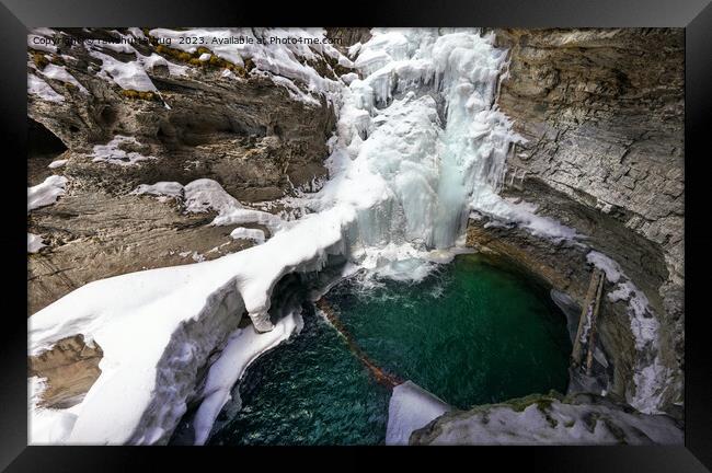 Frozen Falls at Johnson Creek, Alberta Framed Print by rawshutterbug 