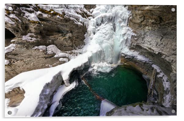 Frozen Falls at Johnson Creek, Alberta Acrylic by rawshutterbug 