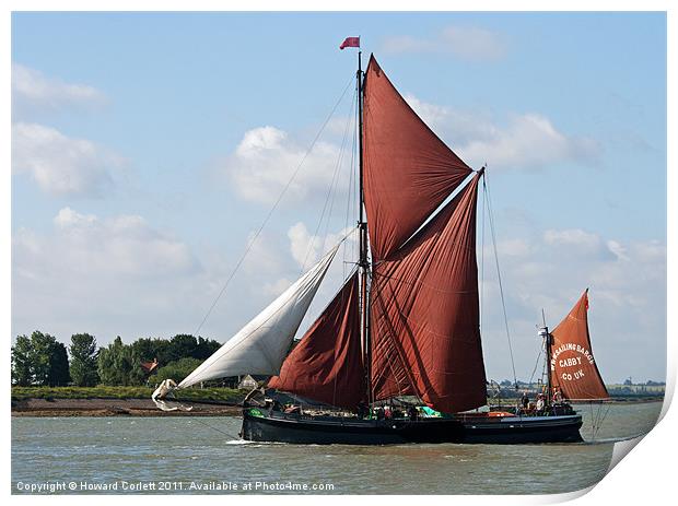 Thames Barge Cabby Print by Howard Corlett