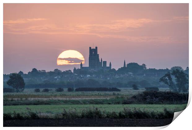 Sunrise behind Ely Cathedral, 7th October 2023 Print by Andrew Sharpe