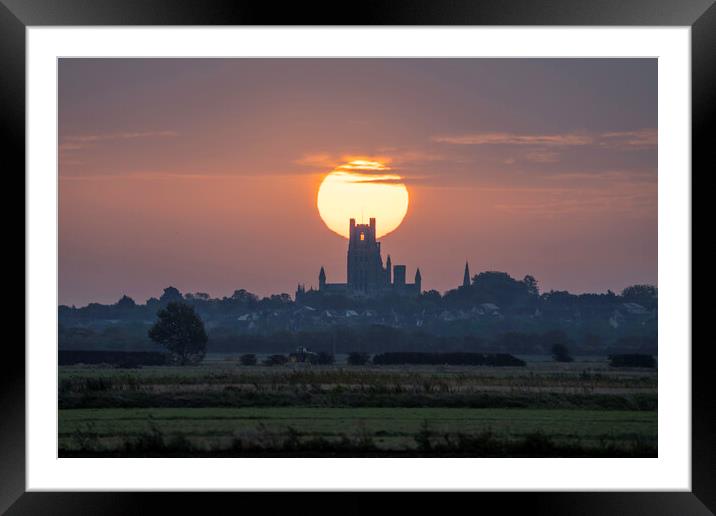 Sunrise behind Ely Cathedral, 7th October 2023 Framed Mounted Print by Andrew Sharpe