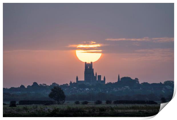 Sunrise behind Ely Cathedral, 7th October 2023 Print by Andrew Sharpe
