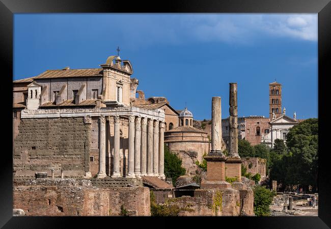 Temples And Churches At Roman Forum Framed Print by Artur Bogacki