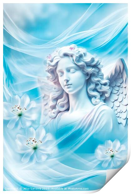 Romantic spring angel  Print by Jitka Saniova