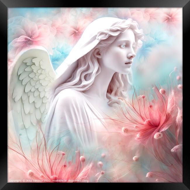 Romantic floral angel  Framed Print by Jitka Saniova