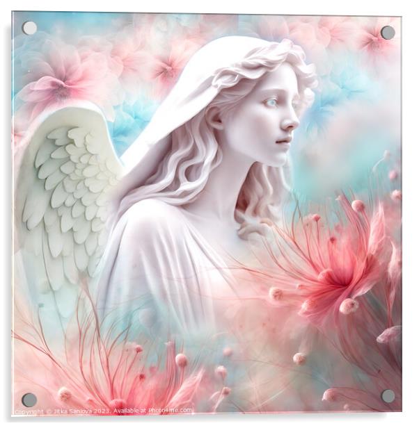Romantic floral angel  Acrylic by Jitka Saniova