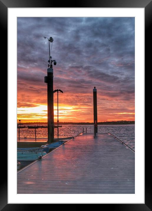 Glorious Sunrise colours over the Brightlingsea Harbour  Framed Mounted Print by Tony lopez