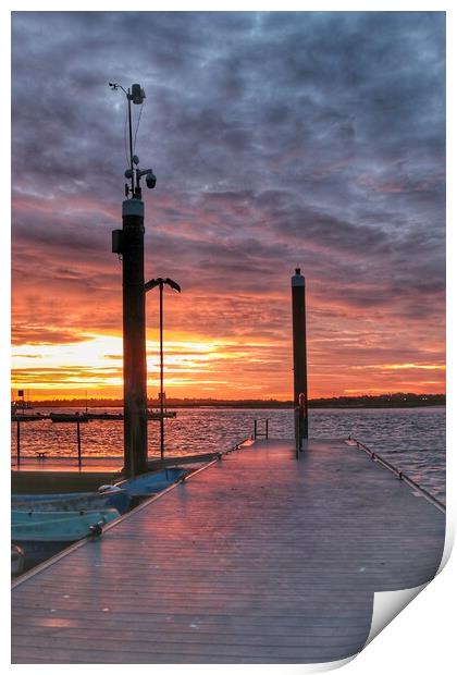 Glorious Sunrise colours over the Brightlingsea Harbour  Print by Tony lopez