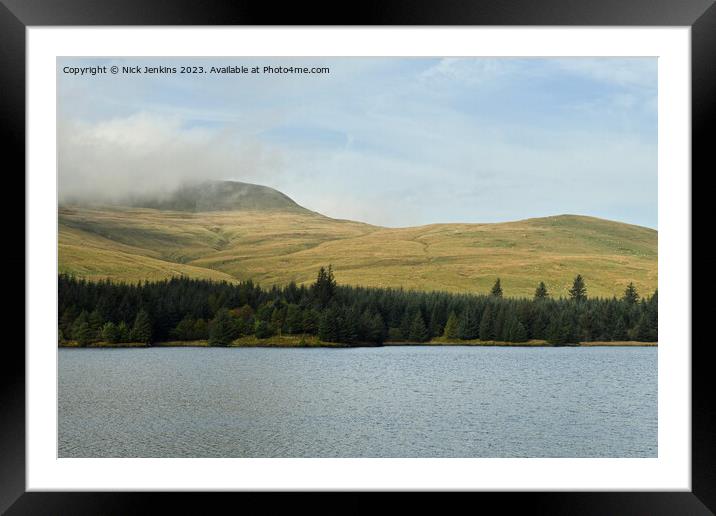 Fan Fawr behind the Beacons Reservoir in October Framed Mounted Print by Nick Jenkins