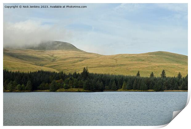 Fan Fawr behind the Beacons Reservoir in October Print by Nick Jenkins