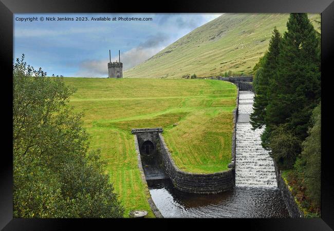 The dammed up end of the 'Beacons Reservoir'   Framed Print by Nick Jenkins
