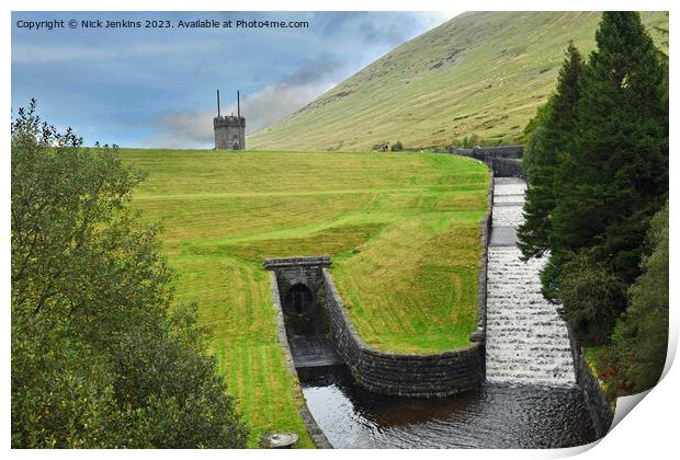 The dammed up end of the 'Beacons Reservoir'   Print by Nick Jenkins