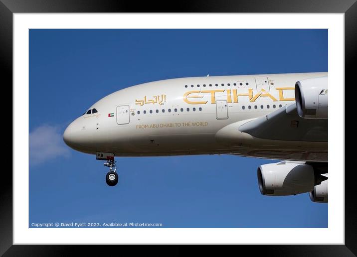 Etihad Airways Airbus A380 Framed Mounted Print by David Pyatt