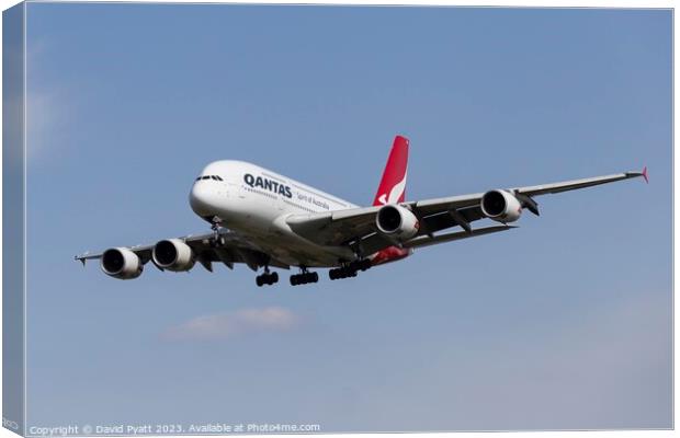 Qantas Airbus A380-842  Canvas Print by David Pyatt