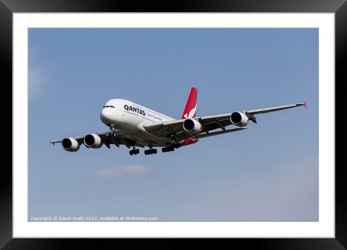 Qantas Airbus A380-842  Framed Mounted Print by David Pyatt