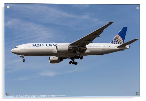 United Airlines Boeing 777-222        Acrylic by David Pyatt