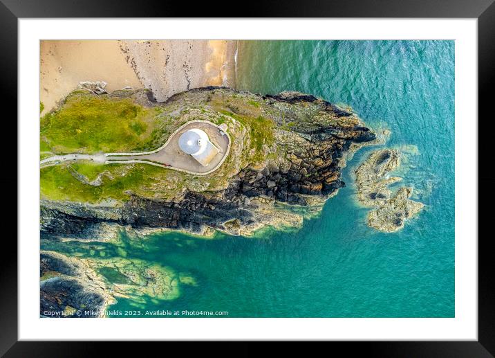 Llanddwyn Lighthouse from above Framed Mounted Print by Mike Shields