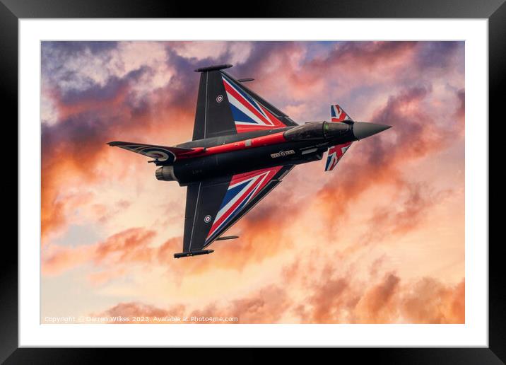 RAF Typhoon Black Jack At Sunset Framed Mounted Print by Darren Wilkes