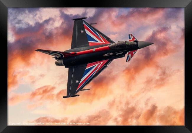 RAF Typhoon Black Jack At Sunset Framed Print by Darren Wilkes