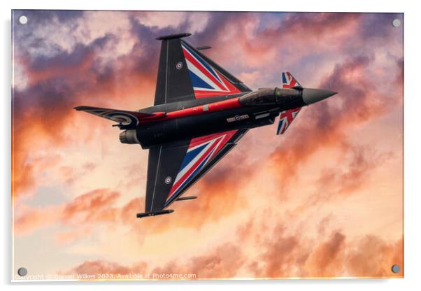 RAF Typhoon Black Jack At Sunset Acrylic by Darren Wilkes