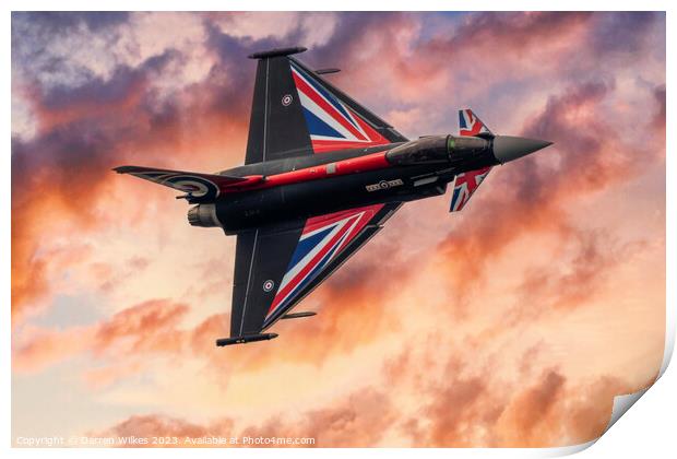 RAF Typhoon Black Jack At Sunset Print by Darren Wilkes