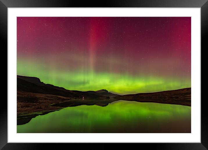 The Northern Lights reflected in Loch Fada Framed Mounted Print by Kevin Winter