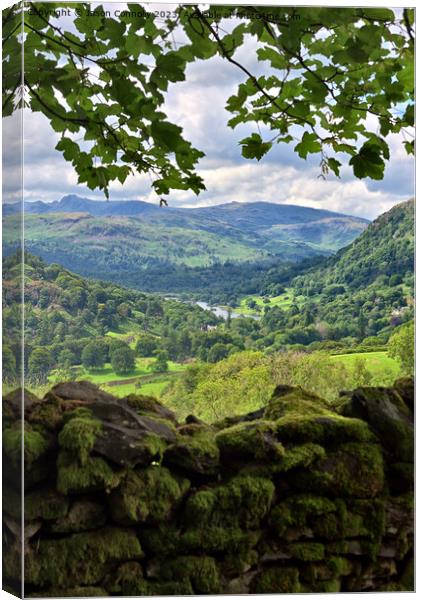 Lakeland Views Over A Mossy Wall Canvas Print by Jason Connolly