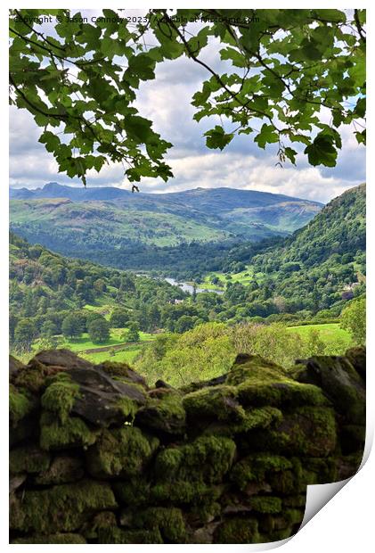Lakeland Views Over A Mossy Wall Print by Jason Connolly