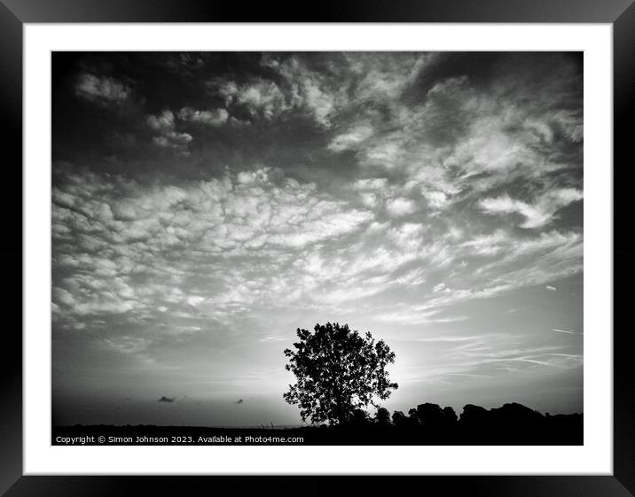 Tree silhouette in monochrome Framed Mounted Print by Simon Johnson