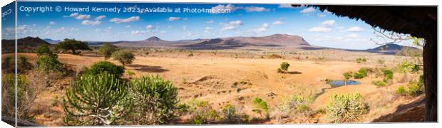 Panorama of Rhino Valley in Tsavo West Canvas Print by Howard Kennedy