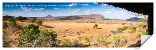 Panorama of Rhino Valley in Tsavo West Print by Howard Kennedy