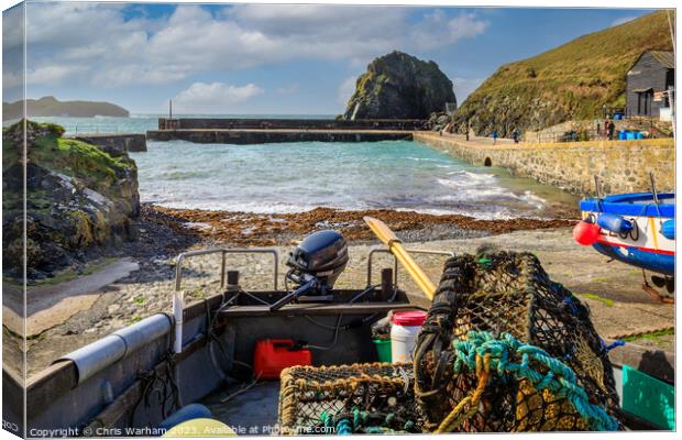Mullion Cove and harbour after a storm Canvas Print by Chris Warham