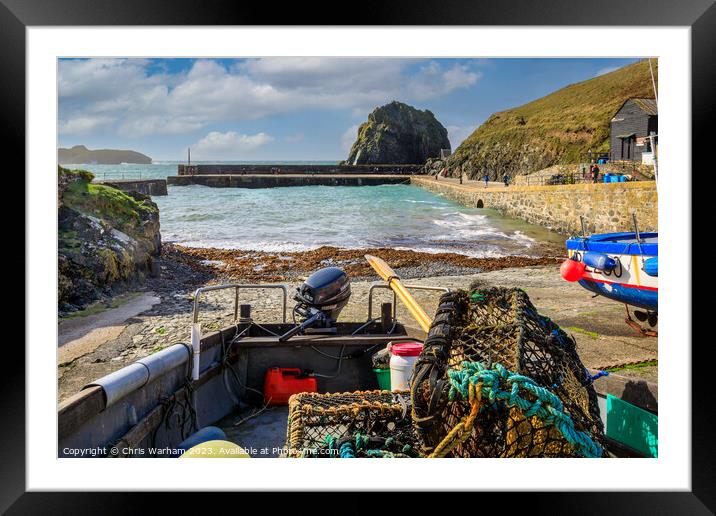 Mullion Cove and harbour after a storm Framed Mounted Print by Chris Warham