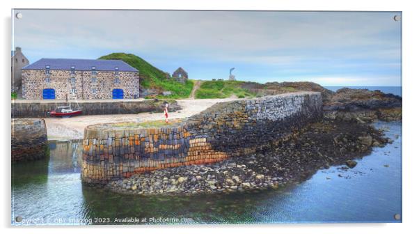 Portsoy Village 17th Century Harbour Wall Aberdeenshire Scotland   Acrylic by OBT imaging