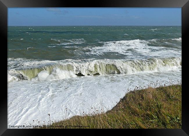 High Rollers - Stormy Sea at Weybourne Norfolk Framed Print by john hartley