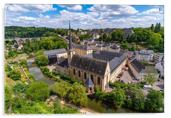 Neumünster Abbey, surrounded by Alzette river, in the Grund district of Luxembourg City Acrylic by Chun Ju Wu