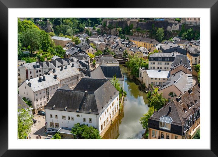 View of Grund district and Alzette river in Luxembourg City Framed Mounted Print by Chun Ju Wu