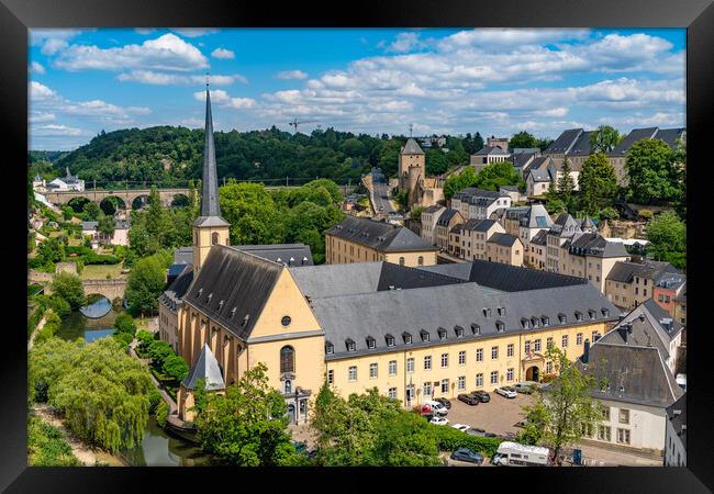 Neumünster Abbey, surrounded by Alzette river, in the Grund district of Luxembourg City Framed Print by Chun Ju Wu