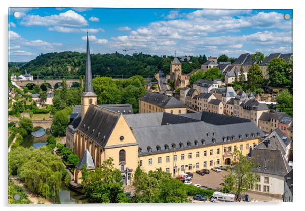Neumünster Abbey, surrounded by Alzette river, in the Grund district of Luxembourg City Acrylic by Chun Ju Wu