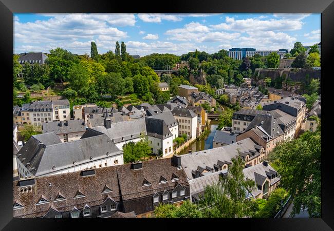 View of Grund district and Alzette river in Luxembourg City Framed Print by Chun Ju Wu